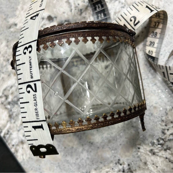Brass & Cut Glass Jewelry / Vanity Box - Picture 4 of 7